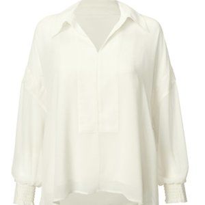 CAbi Abbey Blouse (w/ included cami) Item #6291 L Large Silver Hue NWOT